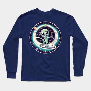 Alien Surfing in Outer Space Long Sleeve T-Shirt